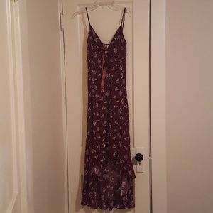 Burgundy hi-low maxi dress